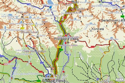 Mapa Štrbského Plesa s vyznačenými lokalitami