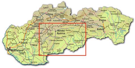 Mapa Prešovského kraja s vyznačenými okresmi Prešov a Vranov nad Topľou