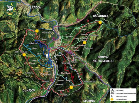 Mapa mesta Krásno nad Kysucou s vyznačenými oblasťami rekonštrukcie chodníkov