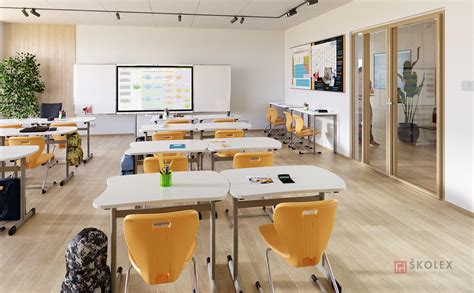 Moderná trieda s interaktívnou tabuľou a počítačmi