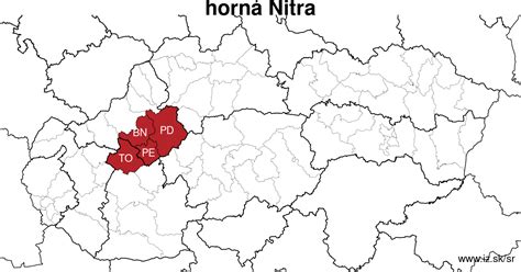 Mapa regiónu Horná Nitra