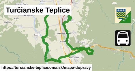 Mapa mesta Turčianske Teplice s vyznačenými lokalitami ihrísk
