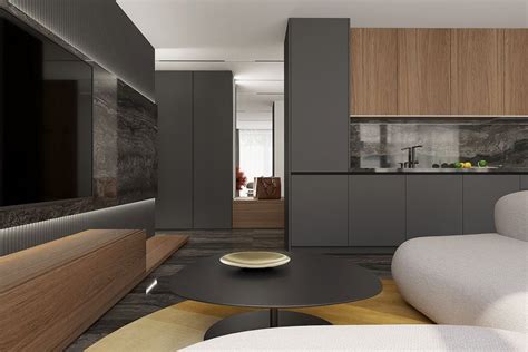 Interiér moderného bytu s otvoreným priestorom