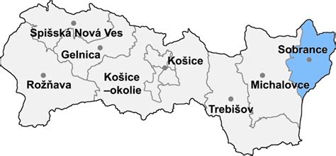 Mapa regiónu Sobrance