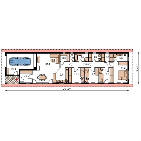 Úzky pozemok s navrhnutým domom