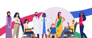 Ilustrácia komunity ľudí rôzneho veku a schopností spolupracujúcich