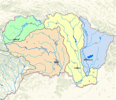 Mapa povodia rieky Hron s vyznačeným Novým Tekovom