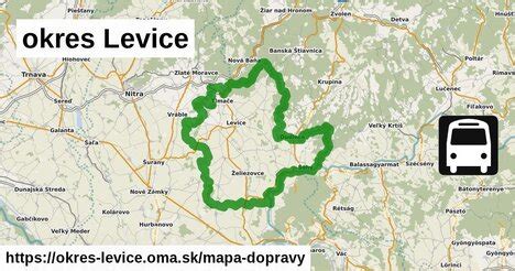 Mapa okresu Levice s vyznačenými potenciálnymi turistickými destináciami