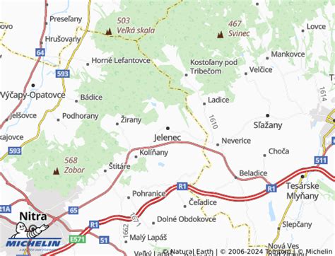 Mapa obce Jelenec