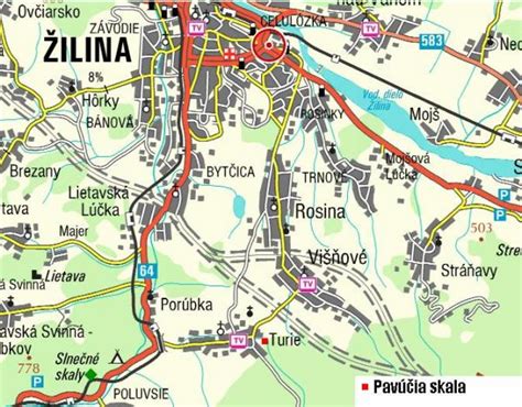 Mapa sídliska Solinky v Žiline