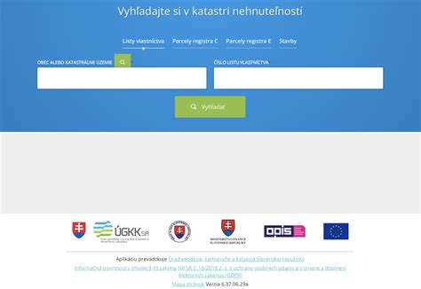 Screenshot portálu katastra nehnuteľností