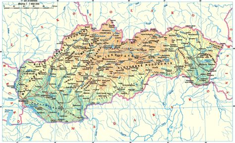 Mapa Slovenska s vyznačenými katastrálnymi územiami