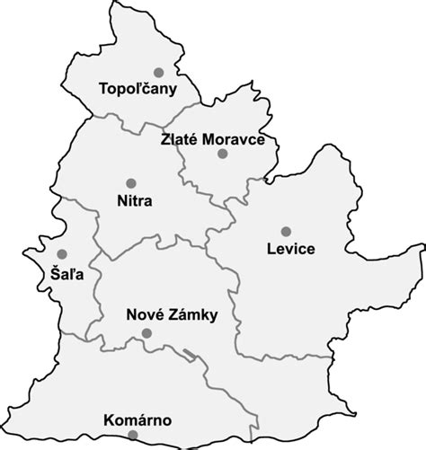 Mapa Nitrianskeho okresu s vyznačenými Janíkovcami