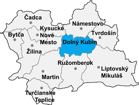 mapa okresu Dolný Kubín