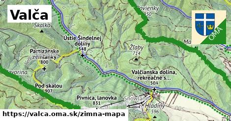 Mapa obce Valča a okolia