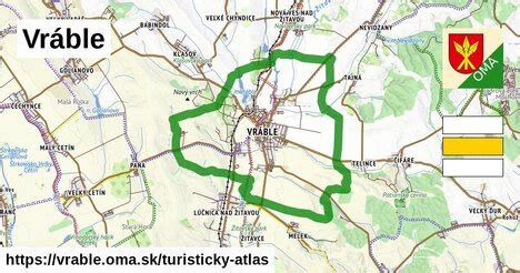 Mapa mesta Vráble s vyznačenými oblasťami s bytovou zástavbou
