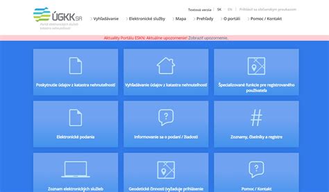 Screenshot online portálu na prístup k údajom katastra