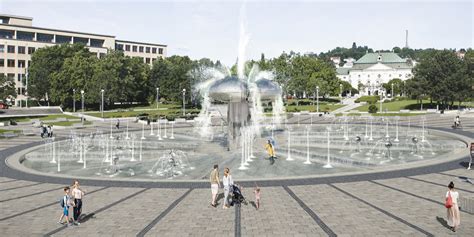 Vizualizácia modernej fontány na námestí