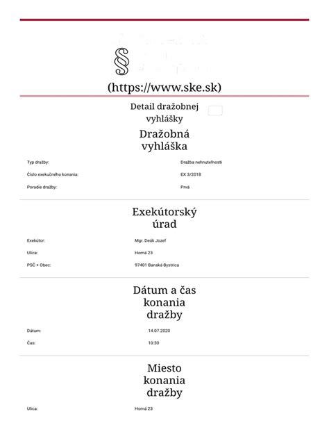 Ilustračná fotografia dražobnej vyhlášky
