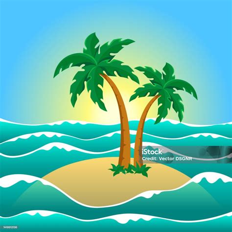 Exotický ostrov s palmami a piesočnatou plážou