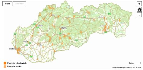 Mapa zobrazujúca oblasť pokrytia službami prenájmu stavebnej techniky