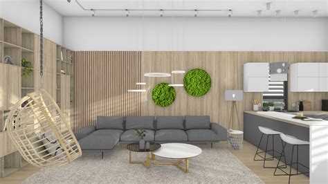 Interiér obývacej izby s kuchynským kútom