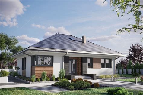 Moderný bungalov s kamenným obkladom