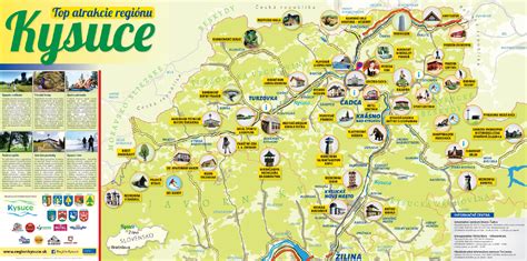 Mapa regiónu Kysuce s vyznačenými obcami