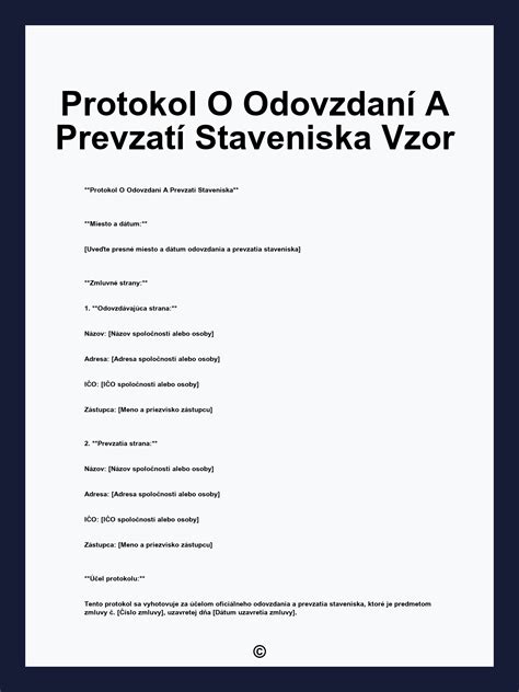 Záznam o odovzdaní a prevzatí pracoviska.