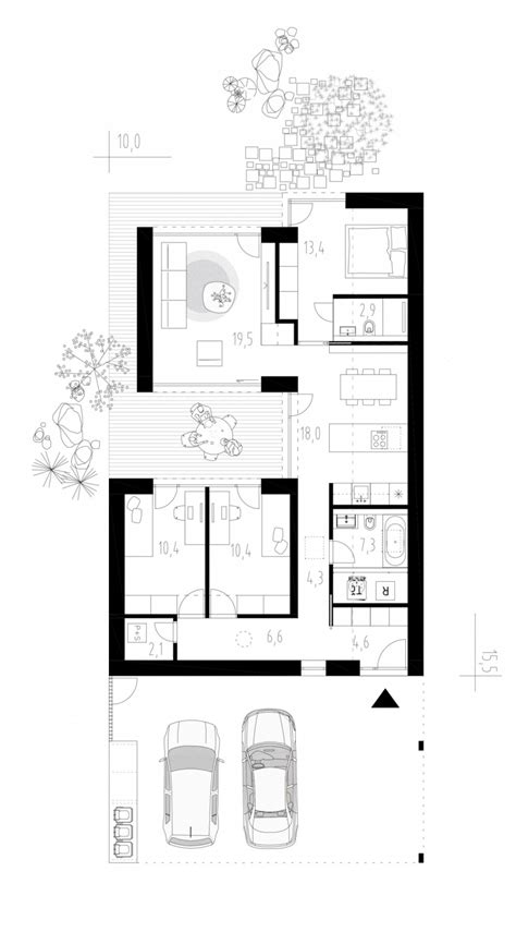 Pôdorys domu pre seniorov s átriom