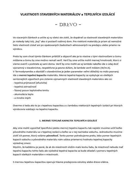 Diagram porovnávajúci tepelné vlastnosti dreva a iných stavebných materiálov
