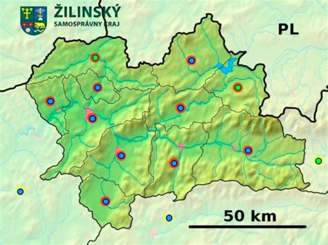 Mapa Žilinského samosprávneho kraja