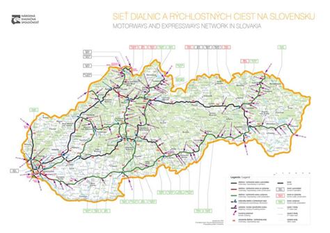 Mapa plánovanej diaľničnej siete Slovenska