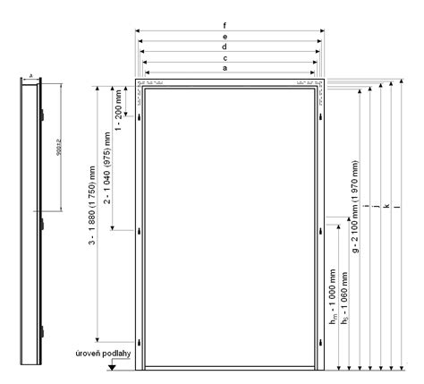 Diagram znázorňujúci profil oceľovej zárubne
