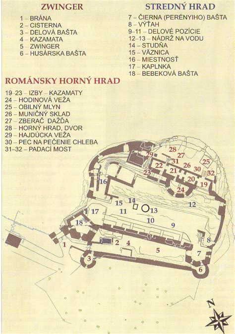 Pôdorys Kežmarského hradu s vyznačenými etapami výstavby
