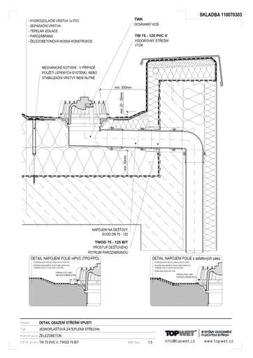 detail látkovej strechy s UV ochranou a PU záterom