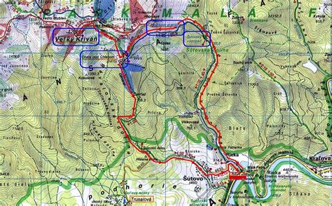 Mapa Malej Fatry s vyznačenou Terchovou