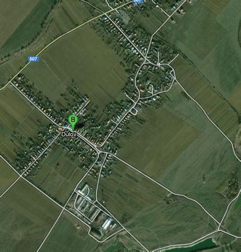 Mapa prírodných a rekreačných oblastí v okolí obce Dulov