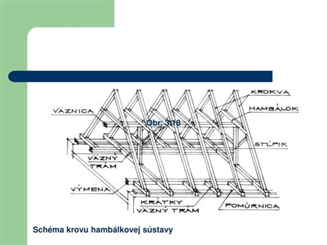 Schéma krovu a strešnej konštrukcie hospodárskej budovy