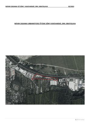 Mapa znázorňujúca detailné členenie urbanistickej zóny