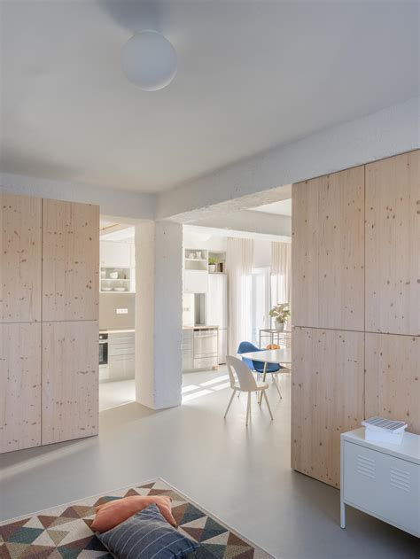 Model interiéru jednoizbového bytu vytvorený ateliérom TOITO ARCHITEKTI