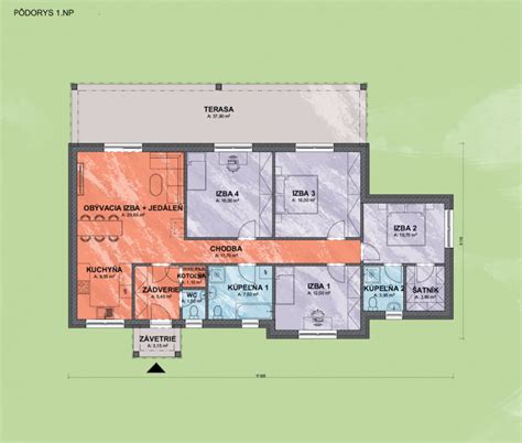 Pôdorys átriového domu Arkada 1