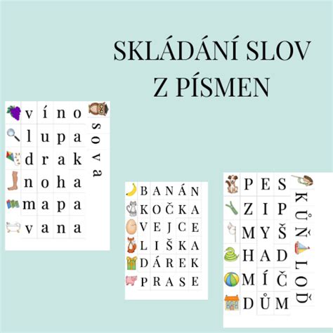 Diagram zobrazujúci prepojenie písmen a tvorbu slov