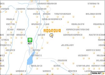 Map of Modrová and surrounding areas