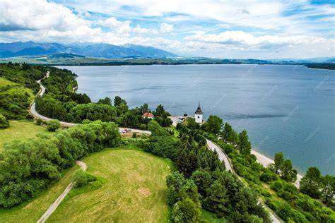 Panoramic view of Liptov region with mountains and Liptovská Mara lake