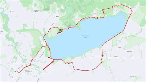 Mapa okolia Zemplínskej Šíravy s vyznačenou obcou Kaluža