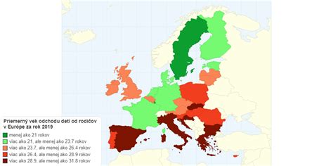 Infografika: Porovnanie veku odchodu od rodičov v Európe