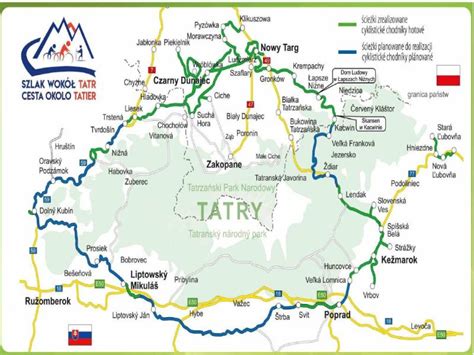 Mapa cyklotrasy okolo Tatier s vyznačenými novými úsekmi