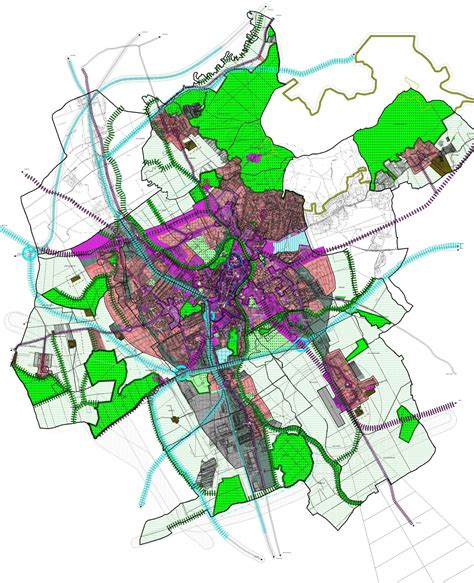Mapa mesta s vyznačenými funkčnými zónami podľa územného plánu