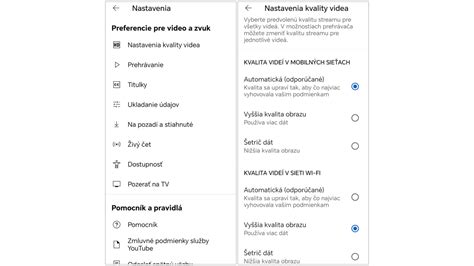 Ikony pre nastavenie kvality videa (Vysoká, Nízka)
